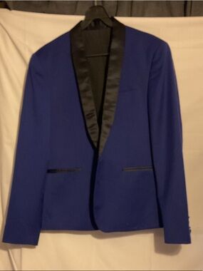 ASOS Cobalt Blue Tuxedo Jacket with Black Satin Lapel